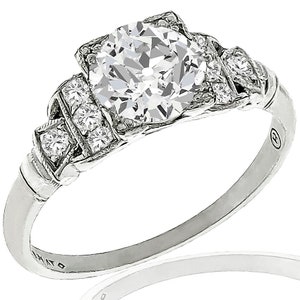 Antique Gia Certified 0.93ct Old European Cut Diamond Platinum Engagement Ring