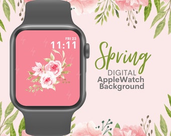 Spring Watercolor Flower Digital Watch Background