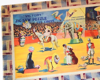 Vintage Jigsaw Puzzle Victory Brand Circus Scene Complete in Box