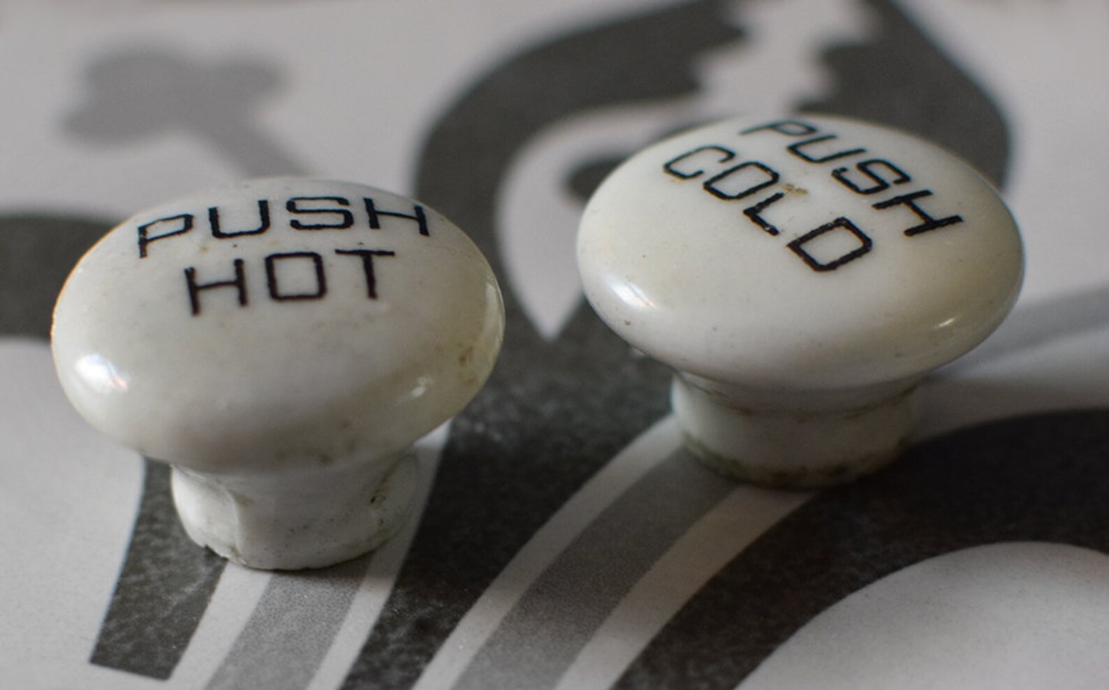 Vintage Hot and Cold Tap Indicators Antique Victorian Edwardian