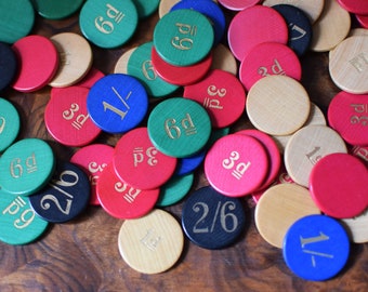 Vintage Poker Chips English Shillings and Pence Betting Gaming Tokens