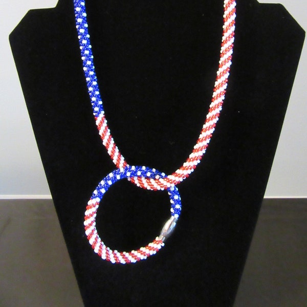 American Flag Beaded Kumihimo Pattern, Necklace and Bracelet, PDF File