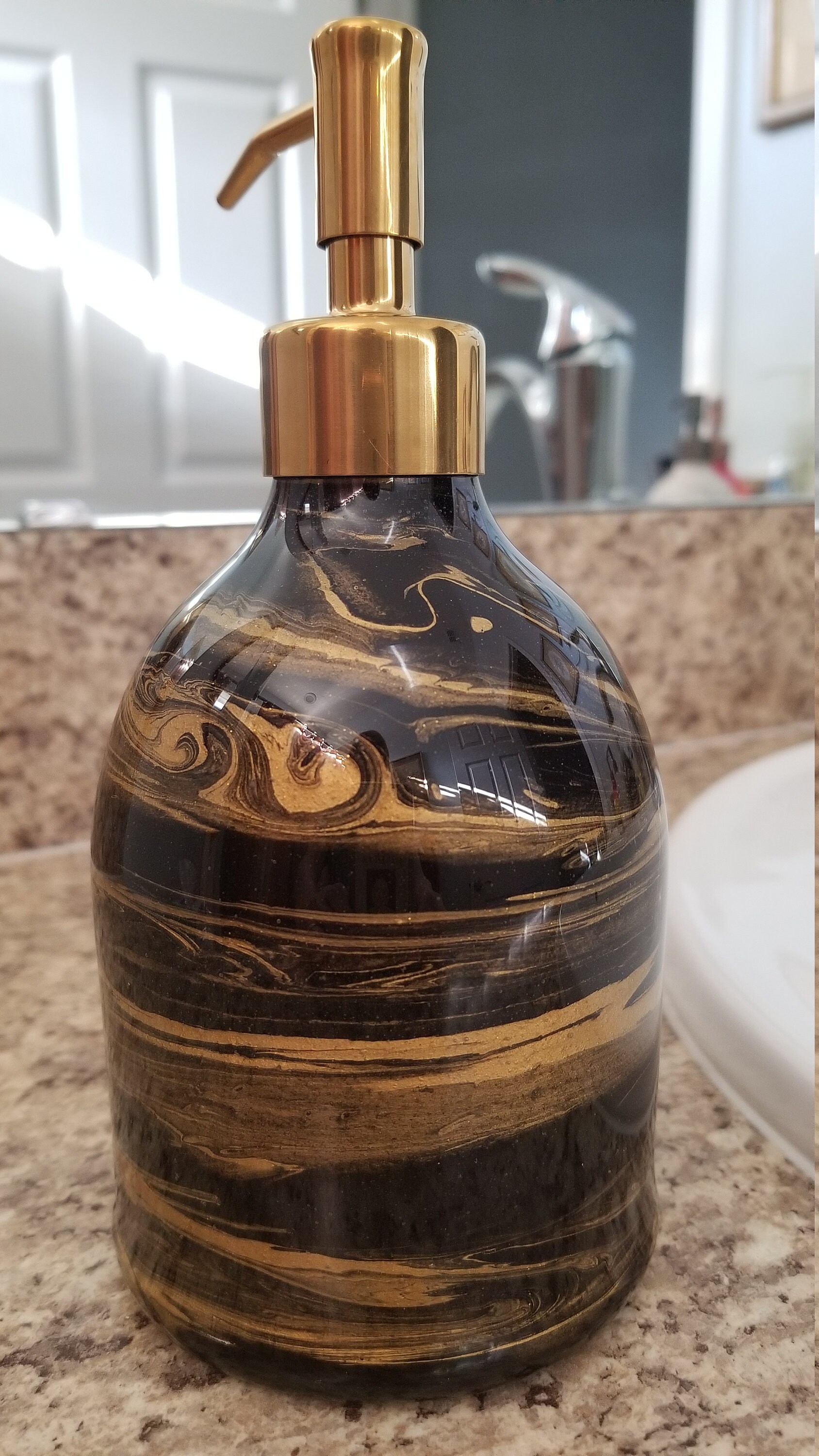 Black/Gold Soap Dispenser with Gold Tone Pump Lotion Bottle Etsy