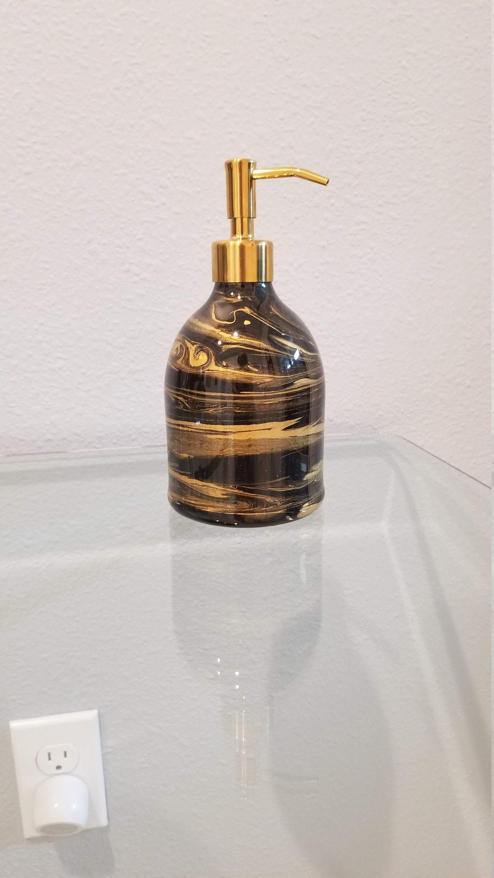 Black/Gold Soap Dispenser with Gold Tone Pump Lotion Bottle Etsy