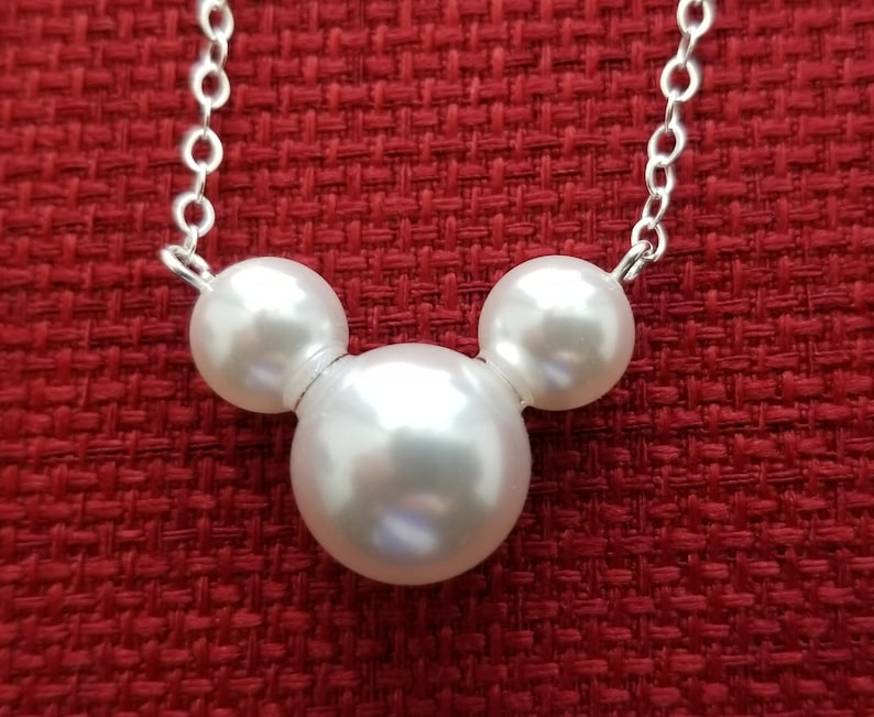 Mickey Mouse Jewelry Pearl Mickey Mouse Necklace Disney Etsy