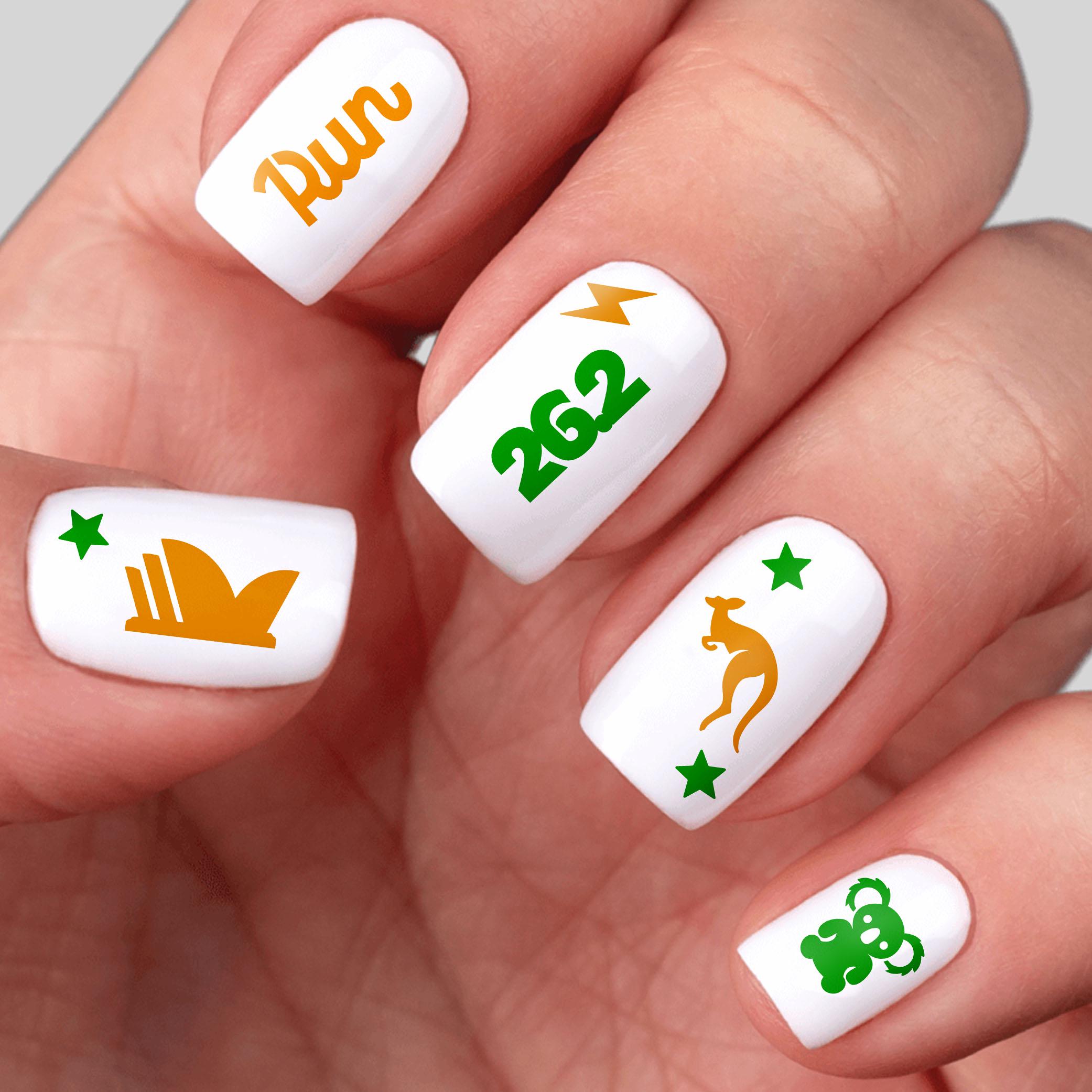 Playful Lop‑Sided Green Stencil Nails