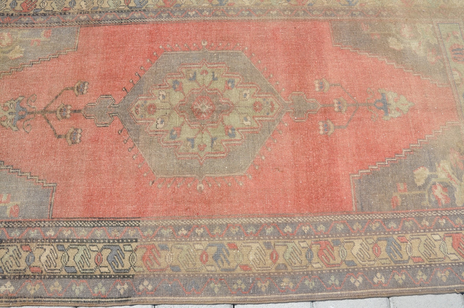 4x6 Brick Green Rug / Vintage Turkish Home Floor Rugs / Pale Etsy