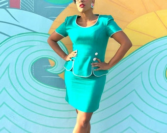 Vintage Donna Ricco Teal Dress