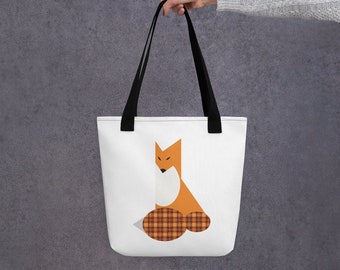 Fox Tote Bag, Graphic Fox Tote Bag, Original Fox Design, Original Fox Art, Fox Lover, Reusable Tote, Farmer's Market Bag