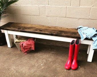 Custom Built Farm House Bench Kitchen Table Bench Entryway Bench Mud Room Front Porch Custom Painted Rustic Bench 8 9 Foot Custom Built Farm House Bench Kitchen Table Bench Entryway Bench Mud Room Front Porch Custom Painted Rustic Bench 8 9 Foot