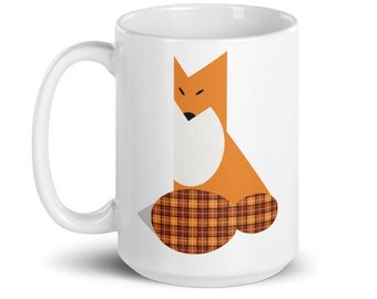 Fox Mug, Large Mug with Fox, Original Design, Fox Gift, Fox Lover Gift, Red Fox, Graphic Art Fox Mug, Woodland Fox