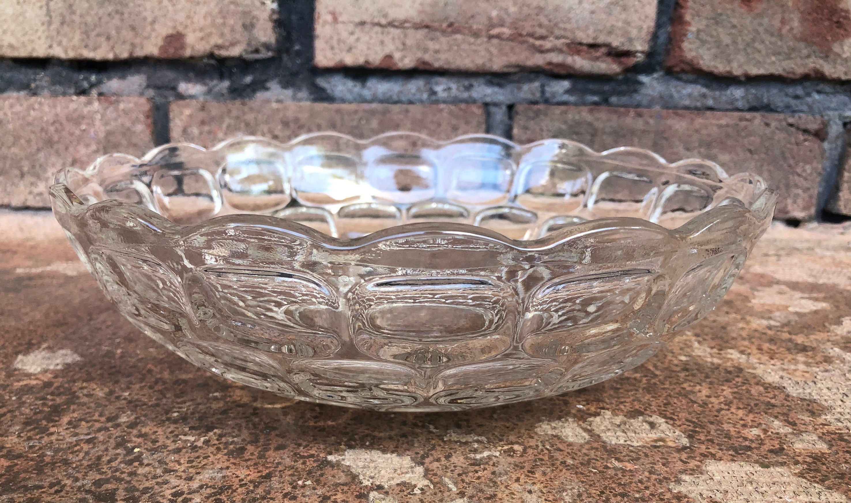 Vintage Mid Century Glass Display Bowl Textured Bowl Fruit | Etsy