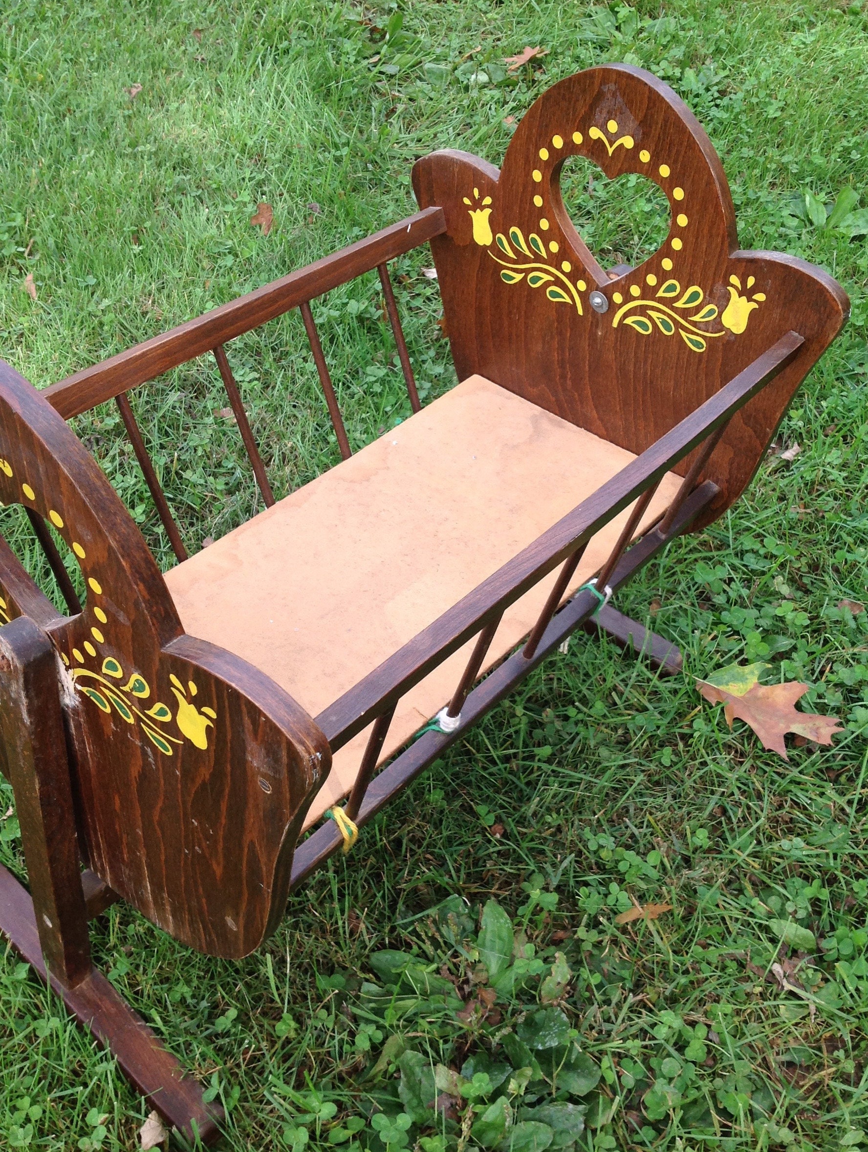 Vintage Wood Baby Cradle Baby Doll Cradle Wooden Cradle Etsy