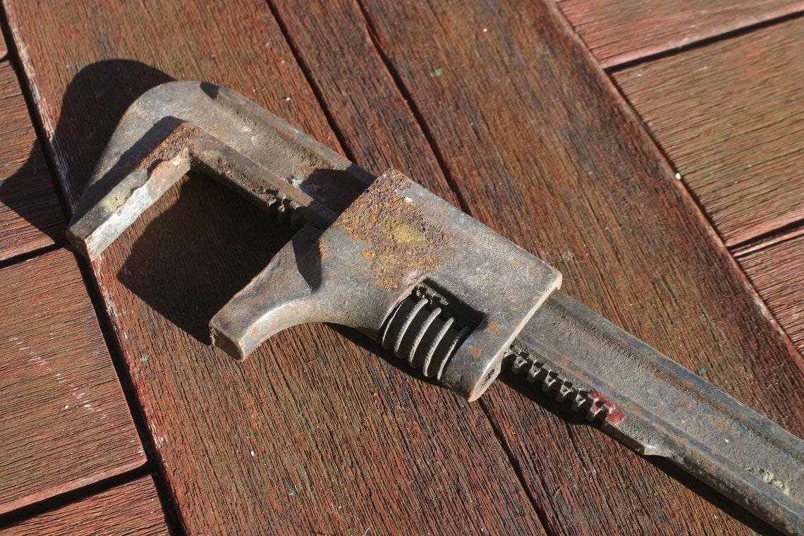 Antique Pipe Wrench Adjustable Wrench Antique Tools Hand Etsy