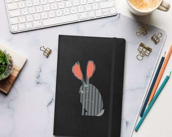 Rabbit Hardcover Bound Notebook, Original Art Rabbit Journal, Rabbit Diary, Bunny Lover Gift, Bunny Notebook, Rabbit Lover Gift