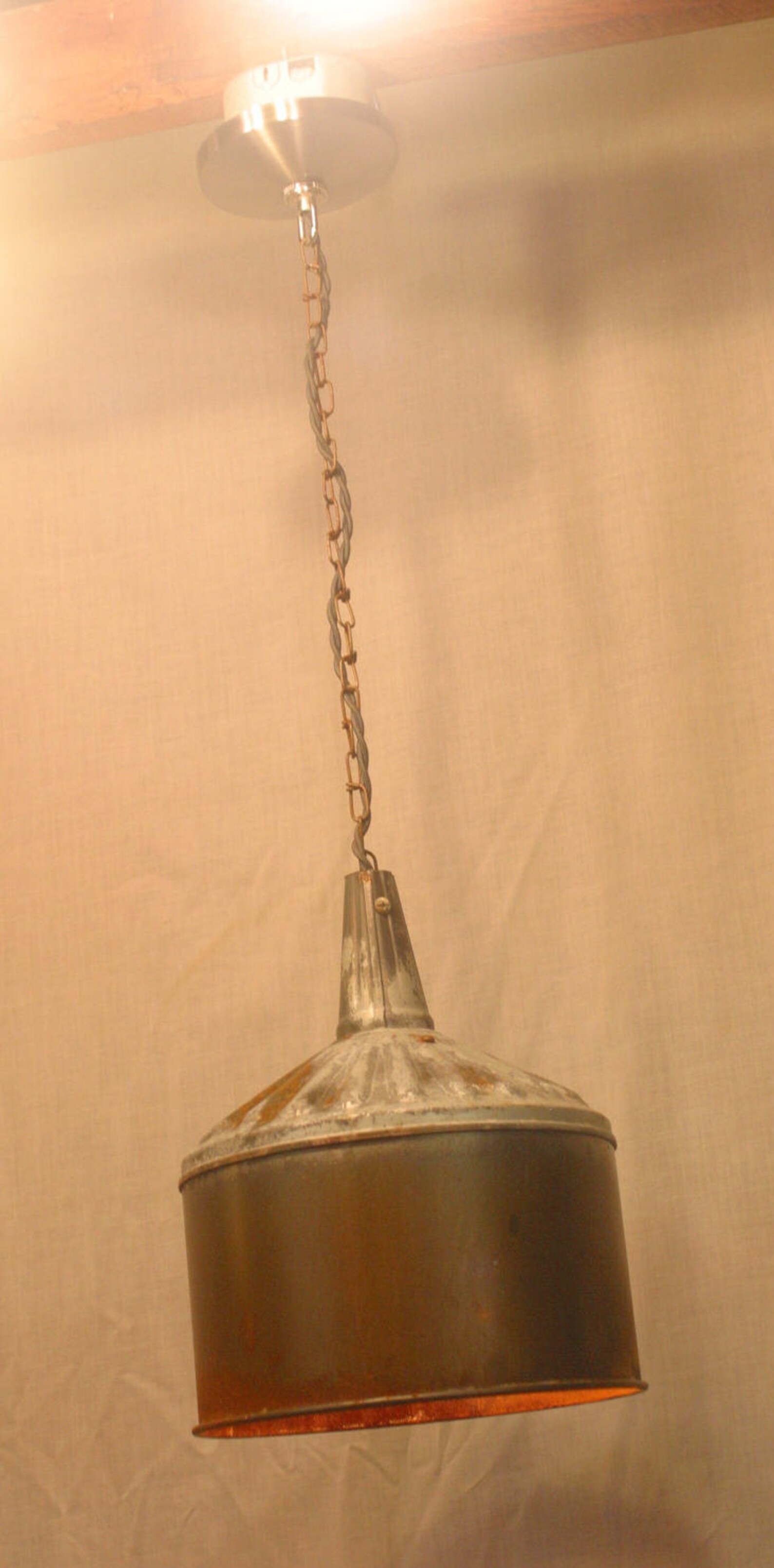 Rustic Funnel Pendant Light Kitchen Island Light Farm House Etsy