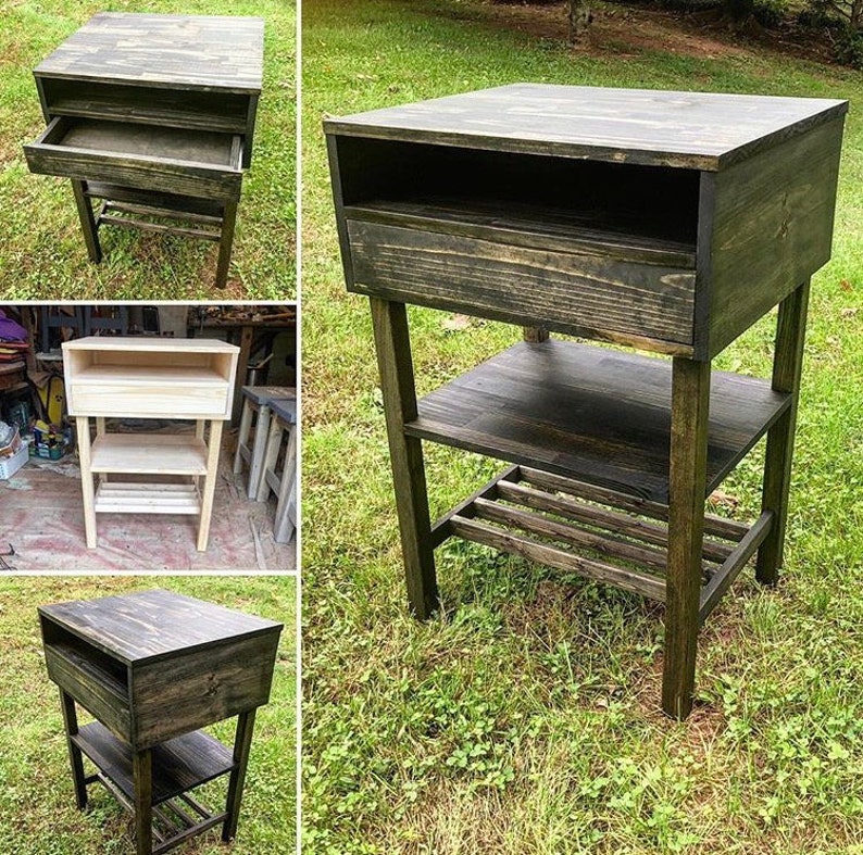 Custom Built Standing Desk With Drawer And Shelves Custom Etsy