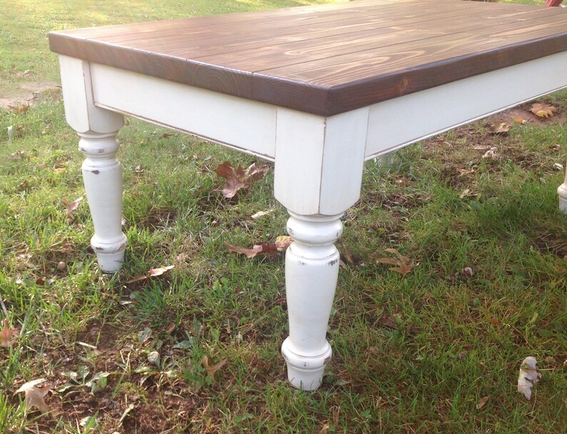 Custom Coffee Table Farm House Coffee Table Chunky Leg Etsy