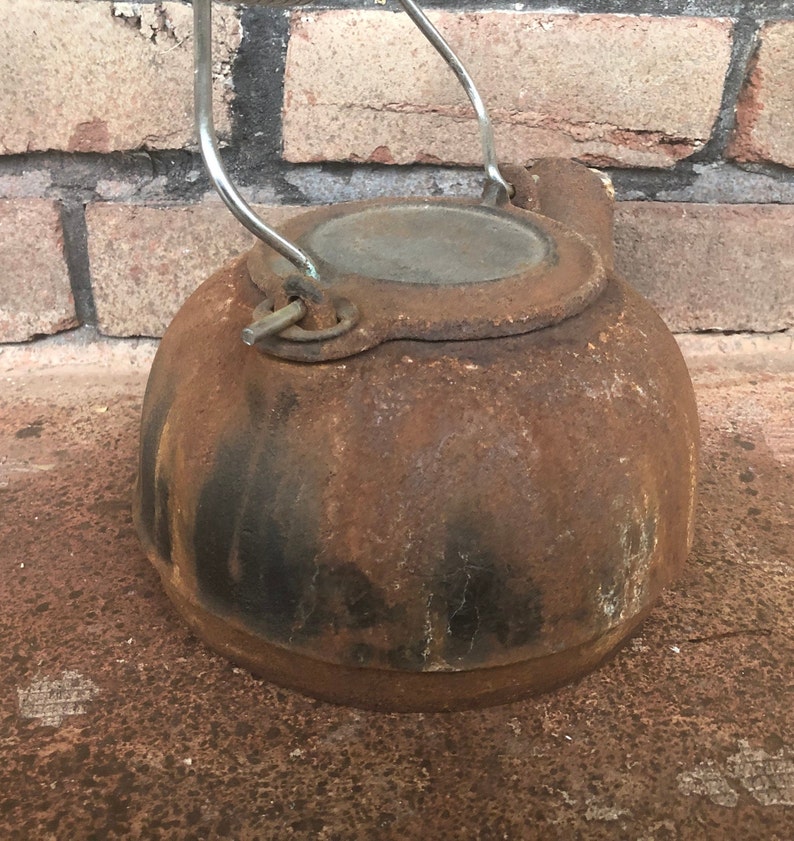 Cast Iron Kettle Vintage Rusty Tea Pot Unique Planter Water Etsy
