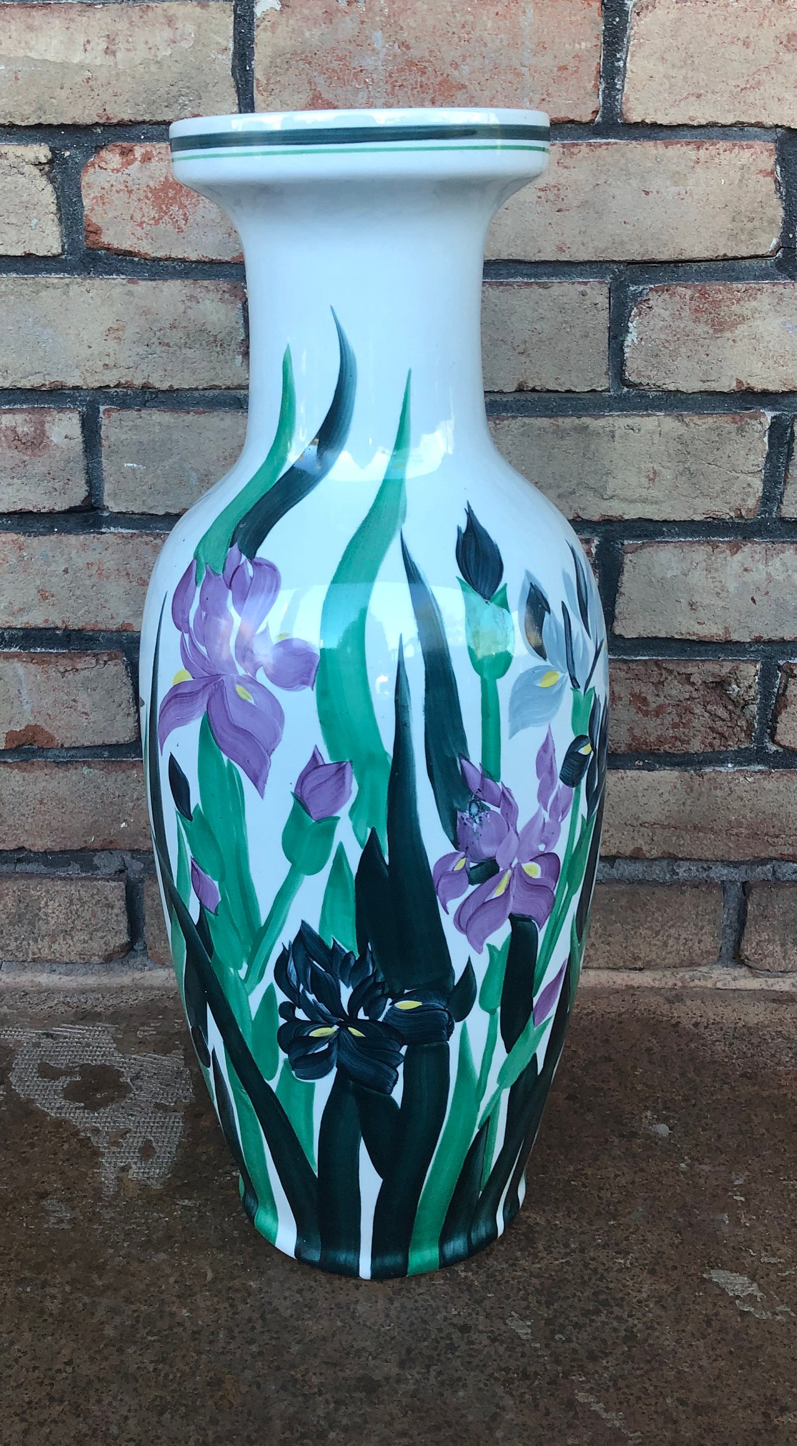 Large Vintage Floor Vase Iris Vase Oversized Vase Ceramic Etsy