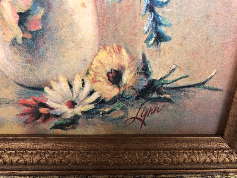 Vintage Framed Floral Art Print Flower Wall Art Flower Etsy