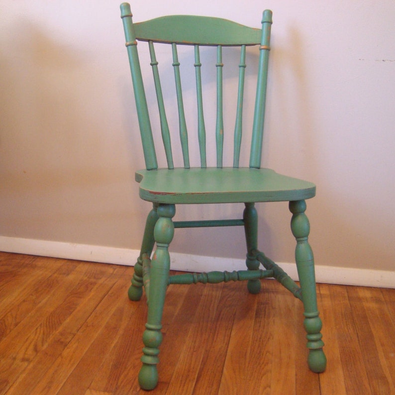 Custom Painted Distressed Wood Farm Chair Vintage Farmhouse Chair Cottage Dining Chair Yellow Red Blue Green Desk Chair Chair Set