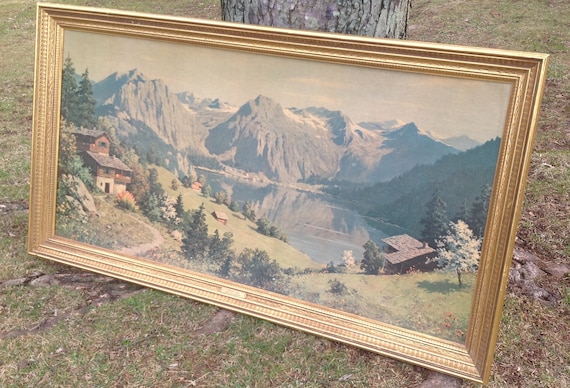 Vintage Spring Lake By Amadeo Boroni Print 1960s Art Gold Etsy