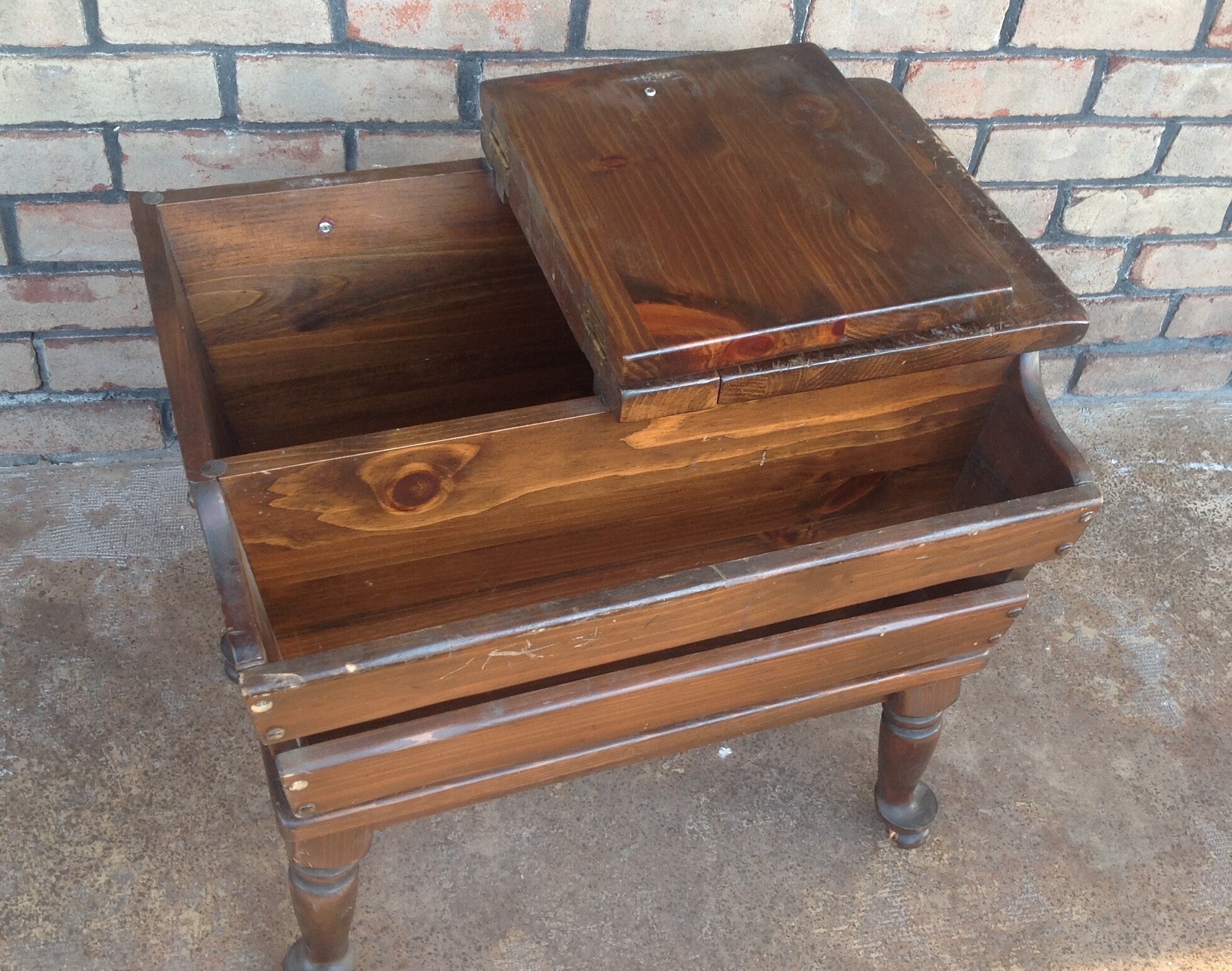 Vintage Dough Box Side Table With Magazine Rack Storage Side Etsy