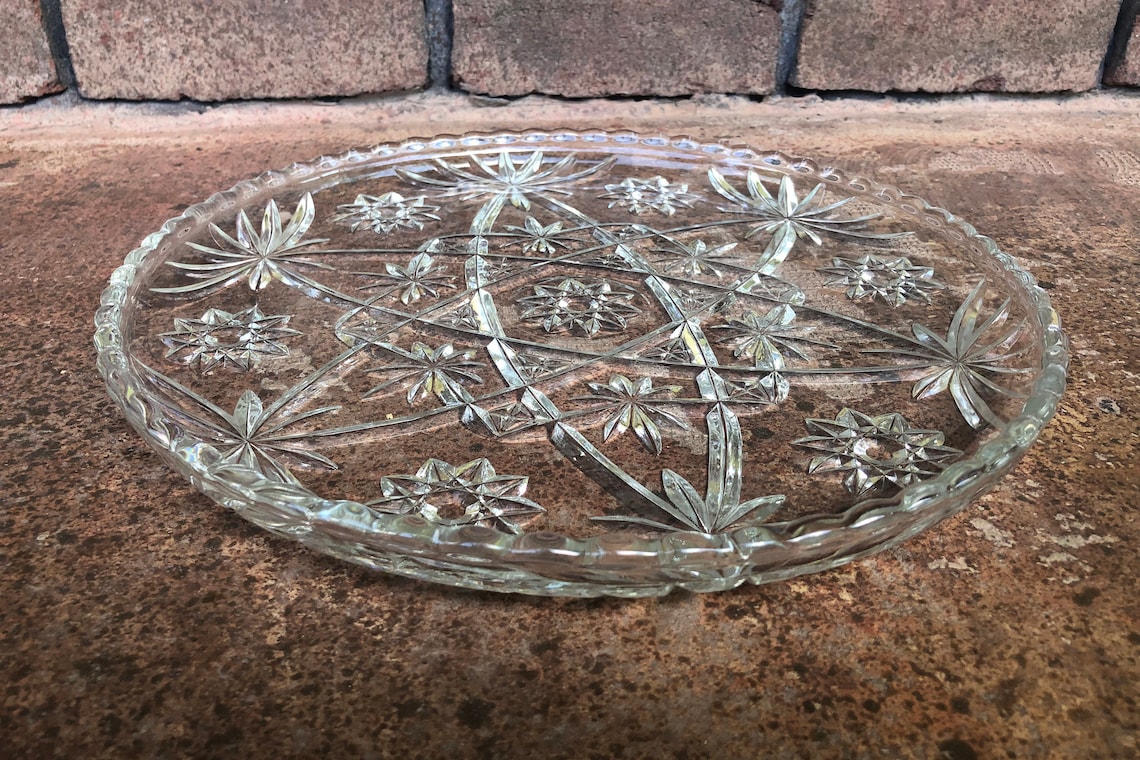 Vintage Cut Crystal Platter and Serving Bowl Display Plate Etsy