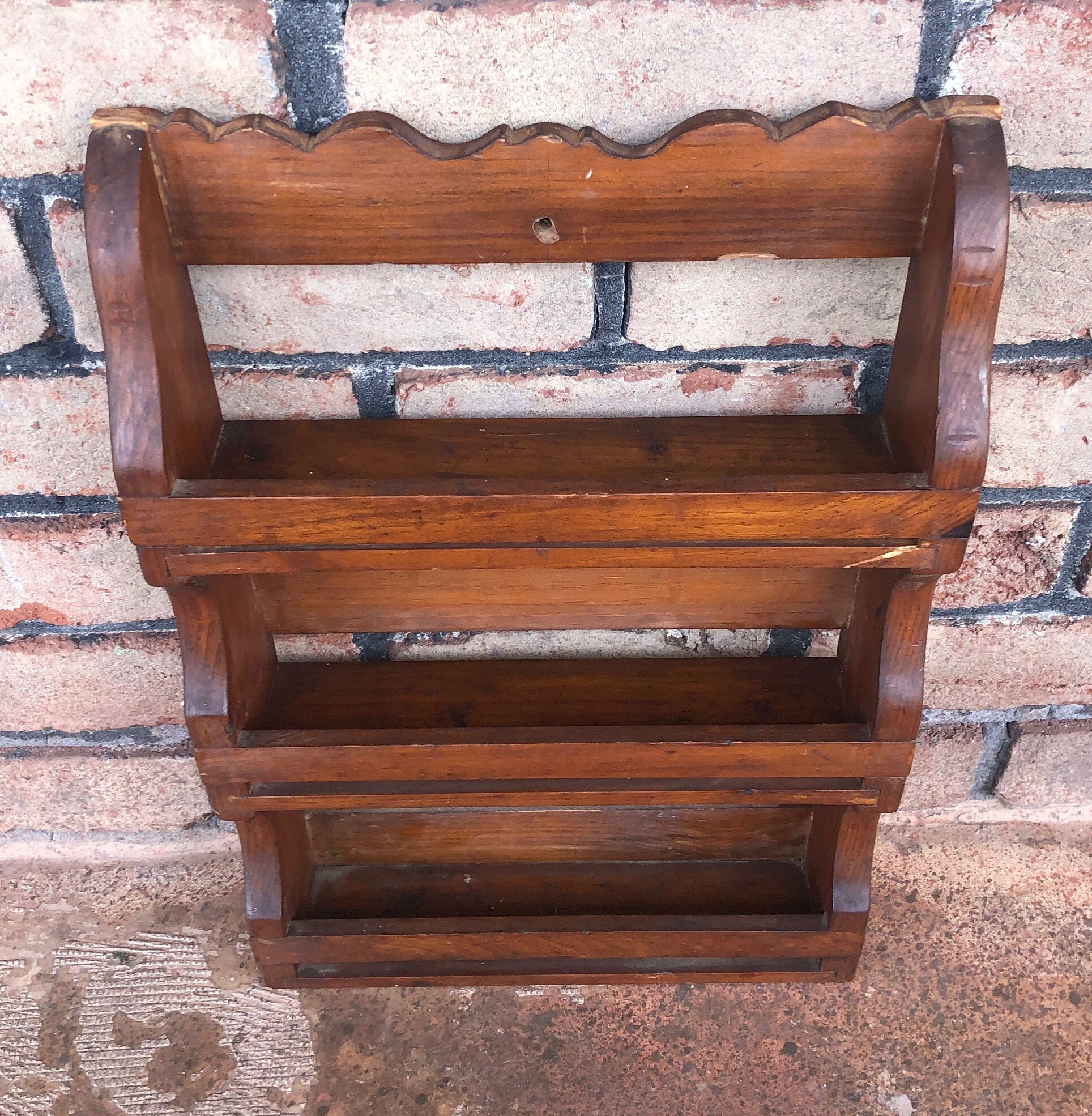 Vintage Large Wood Wall Shelf Wall Storage Shelf Wall Rack Etsy