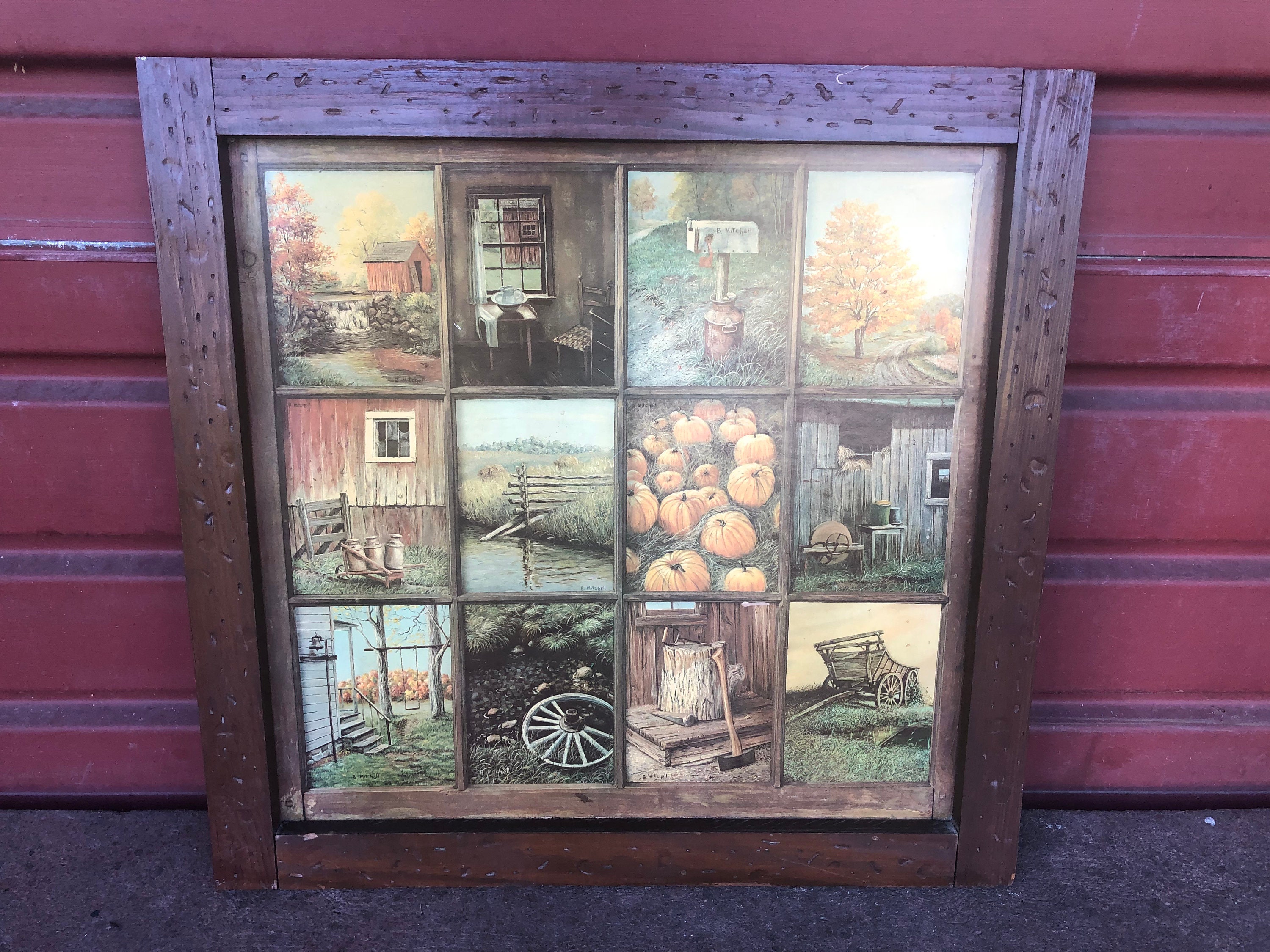 Vintage Combination Painting B Mitchell Window Pane Framed | Etsy