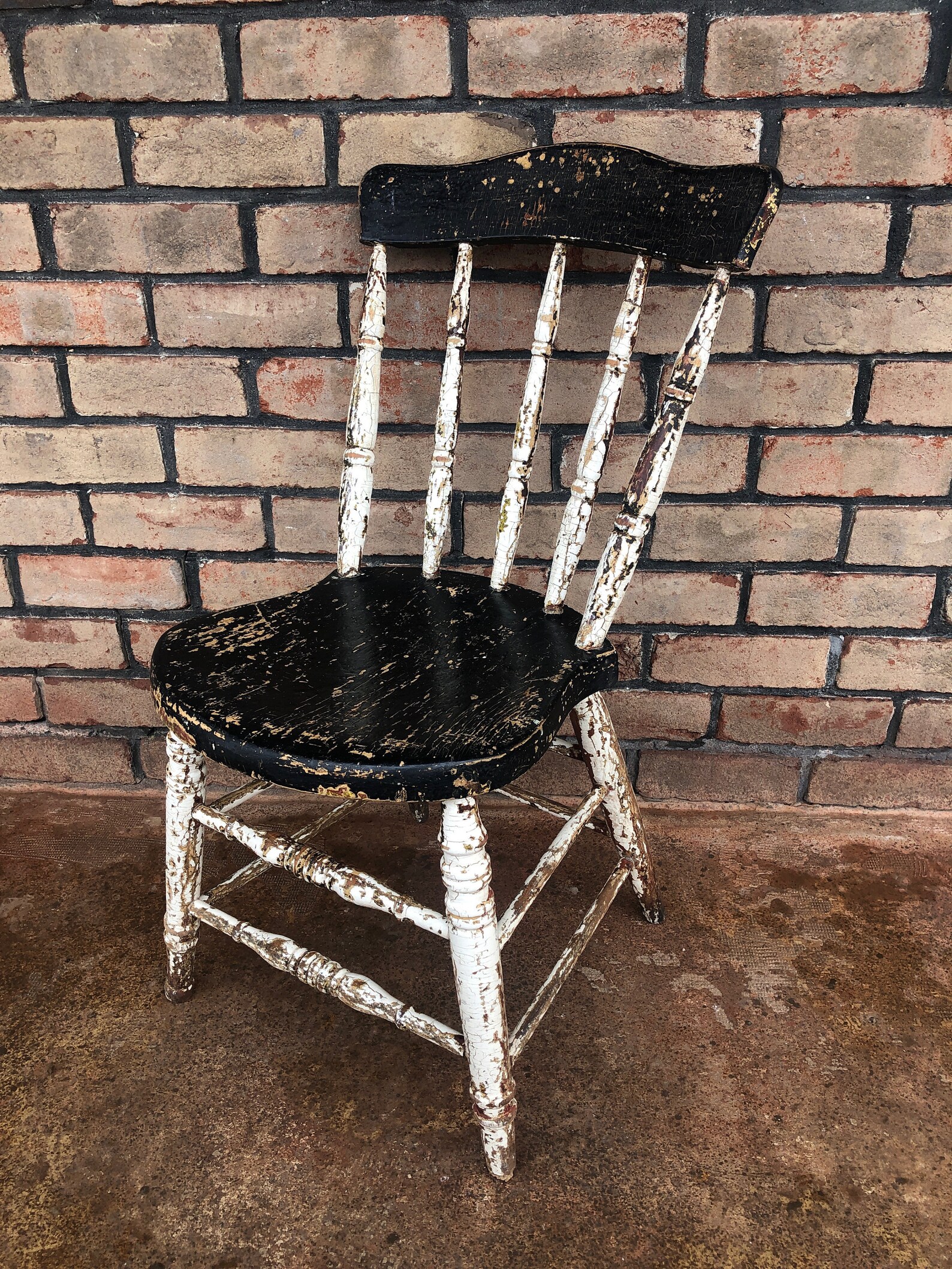 Vintage Chippy Painted Farm Chair Rustic Farm House Chair Etsy