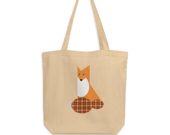 Fox Cotton Tote Bag, Graphic Fox Organic Cotton Tote, Original Fox Art, Reusable Tote Bag, Market Bag, Fox Lover Gift