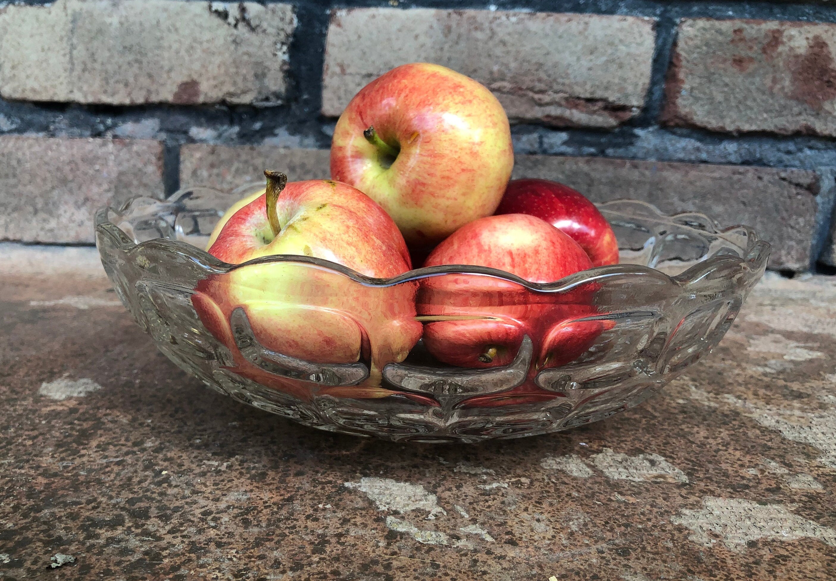 Vintage Mid Century Glass Display Bowl Textured Bowl Fruit | Etsy