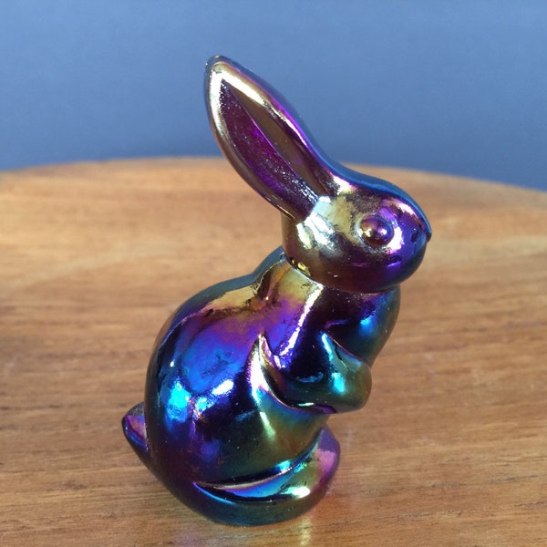 Fenton Rabbit, Mini Carnival Glass Bunny Rabbit Figurine / FREE SHIPPING