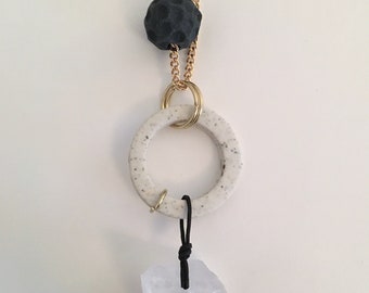 Handmade clay bead necklace