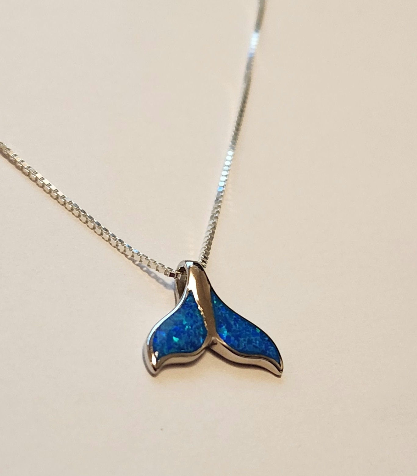 Opal Whale Tail Sterling Silver Necklace - Etsy