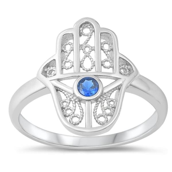 Hamsa Evil Eye Ring Sterling Zilver, 925 zilveren ring, khamsa sieraden, Judaica Sieraden, Tiener Sieraden, Oma Sieraden, Meisjes cadeau