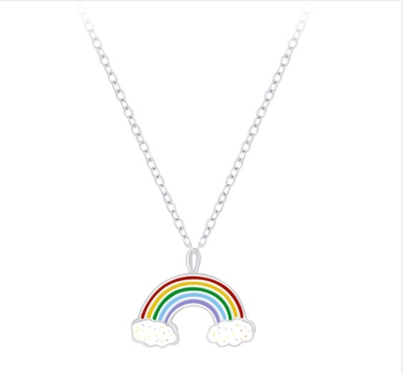 Sterling Silver Rainbow Necklace - Resin Sterling Silver Rainbow Necklace - Resin