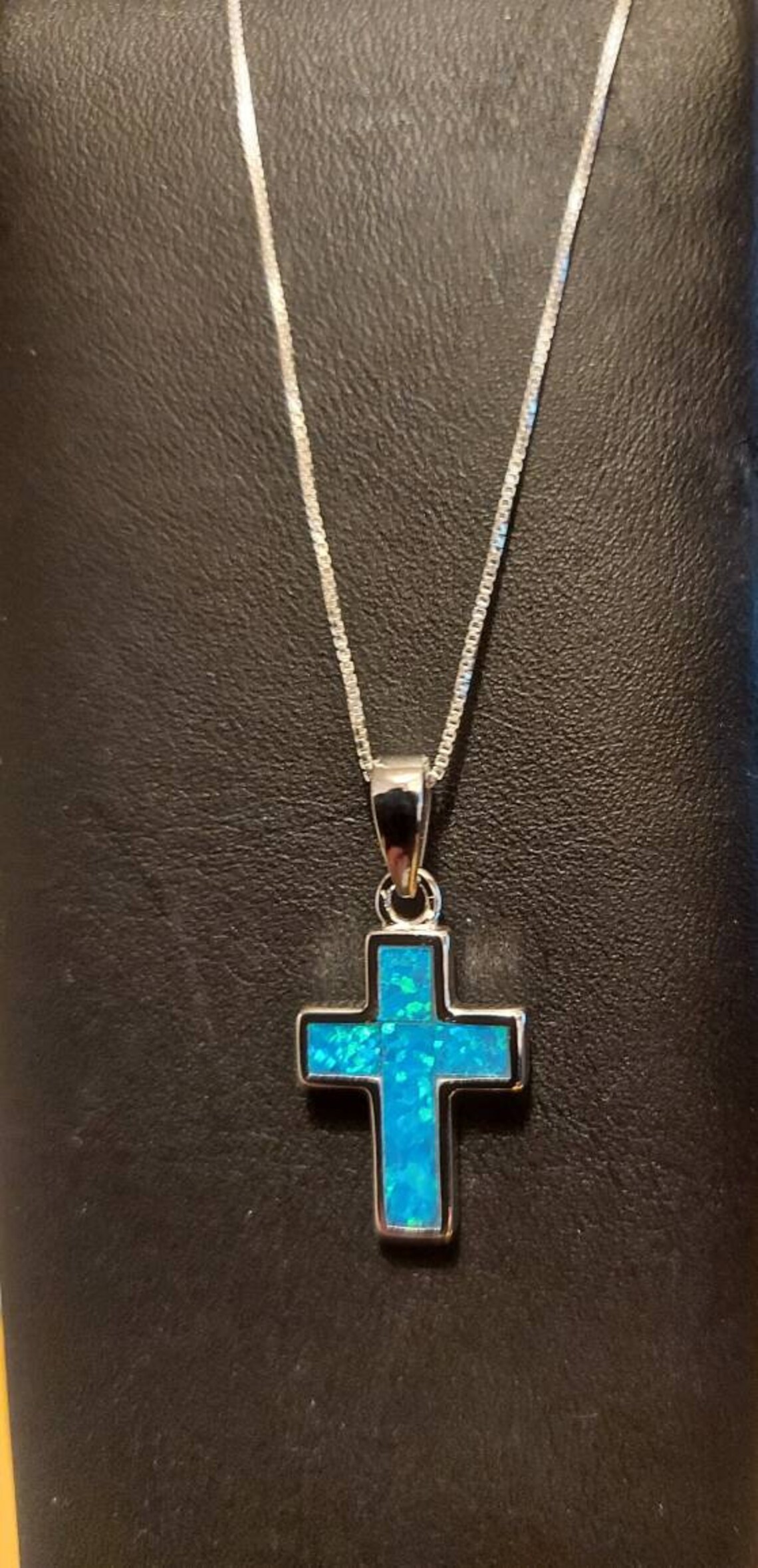 New Opal Cross Necklace sterling silver necklace / Opal Cross Etsy