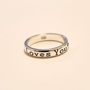 Jesus Love You Ring Band - sterling silver ring, 925 ring religious ring, Christian Jewellery - Valentines Gift, Stackable Ring