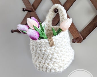 Crochet Pattern Basket, PDF Crochet Pattern, Hanging Basket, Easy Beginner Crochet Pattern, Crochet Gift Basket, diy gift basket