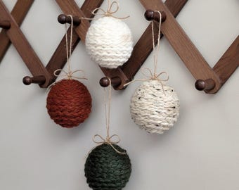 Boho Christmas Ball Ornament: Neutral Holiday Decor