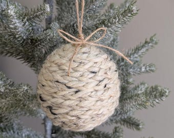 Neutral Yarn Christmas Ornament: Boho Farmhouse Decor