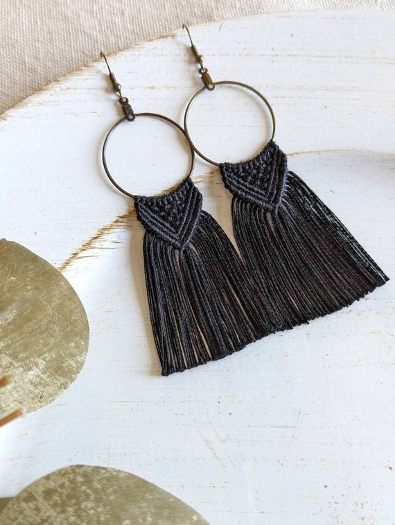 Black boho earrings deals