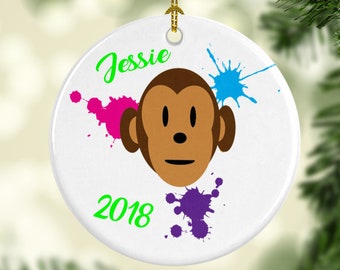 Monkey ornament. Porcelain ornament. Christmas ornament. Gift. Gift idea. Ornament. Monkey decor. wall decor. Personalized
