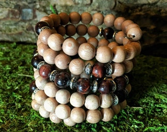 RED TIGER EYE & Rosewood Mala Bracelet | 108 Mala Beads | Unisex Wrist Mala | Mala Bracelet | Yoga Meditation Prayer Beads, Wrap Bracelet