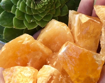 Raw ORANGE CALCITE Crystals (Grade A Natural) Rough Crystal Stones Gemstone for Healing Yoga Meditation, Reiki, Wicca, Crafts Jewelry Supply