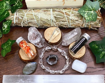 Meditation Crystal Gift Set | Gemstone Sage Crystal Kit | Altar, Crystal Healing, Spiritual Gifts, Gift Idea, Crystal Set | Mayan Rose