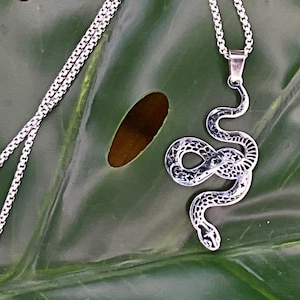 Celestial Snake Silver Necklace , Sacred Geometry Serpent Jewelry Pendant, Metaphysical Holistic Healing Silver Necklace Snake Charm,
